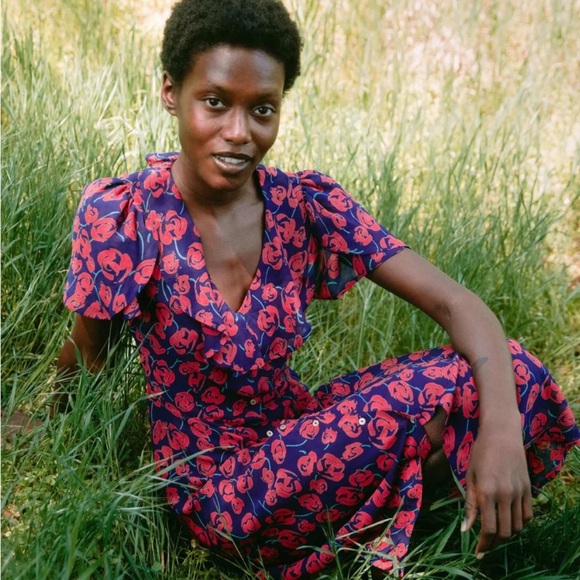 NWT NEW CHRISTY DAWN The Daisy Dress Floral Ruffle Midi Rose Bloom - Picture 2 of 9